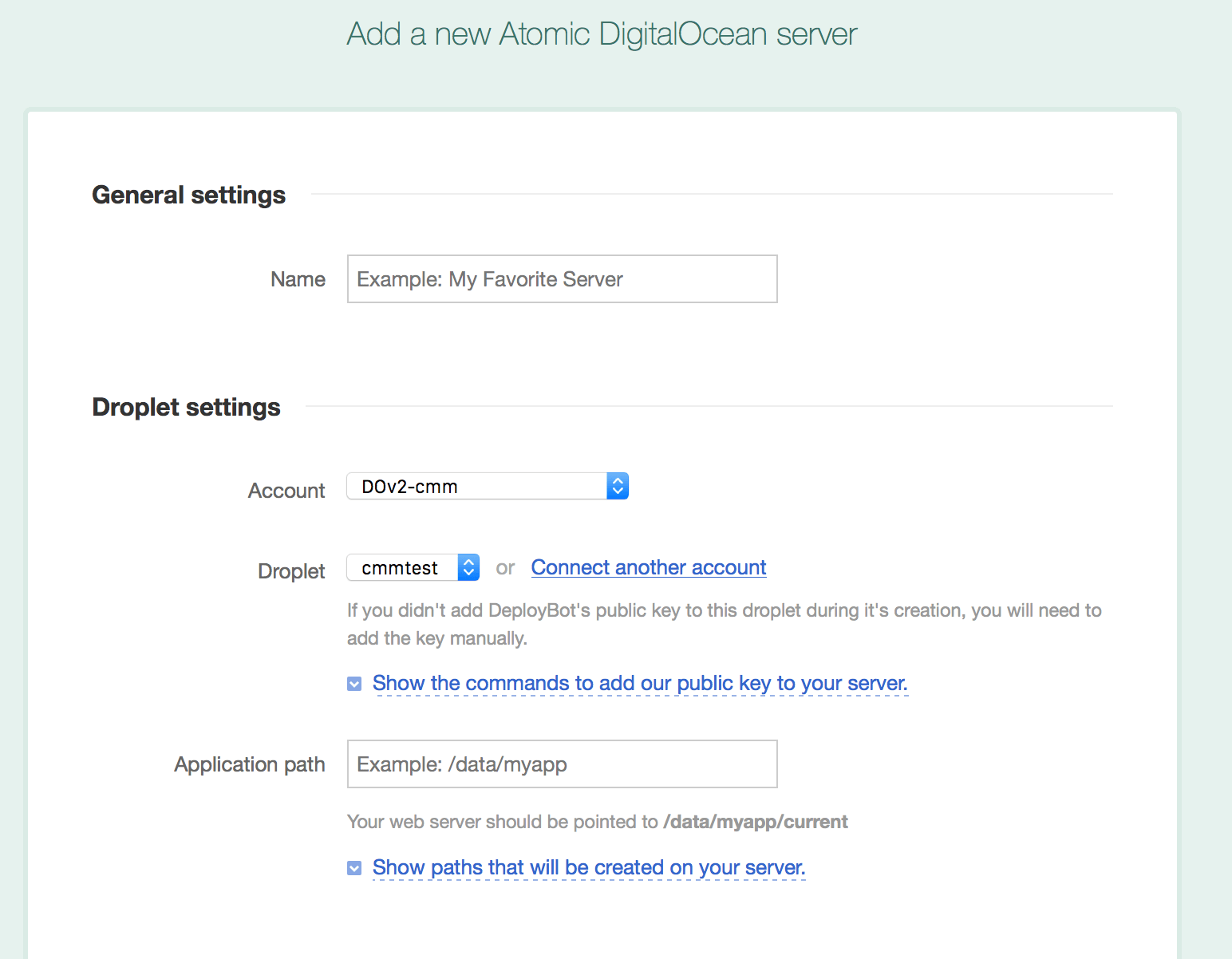 Deploying to a DigitalOcean droplet DeployBot Help